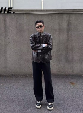 CNIE凡越【短款皮衣】定制衣长高定小个子显高立领皮衣外套男