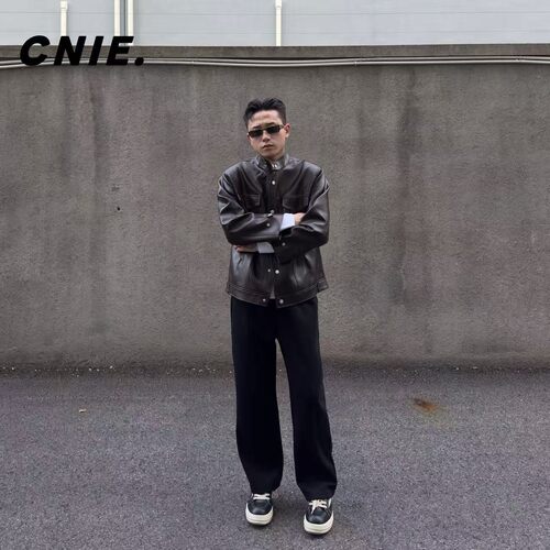 CNIE凡越【短款皮衣】定制衣长高定小个子显高立领皮衣外套男