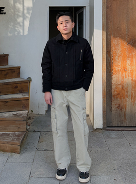 郑不凡CNIE凡越【显高加绒】2025小个子男装冬季直筒工装裤休闲裤