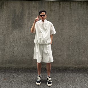 郑不凡CNIE凡越【痞帅套装】夏季休闲宽松短袖短裤矮个子显高套装