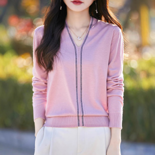 503单件长袖 上衣毛衣NJR 女春设计感小众气质打底衫 领烫钻针织衫