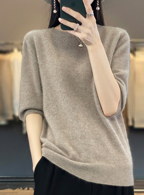 新款 秋季风气质套头圆领常规毛衣女式衫细单件七分袖ZM00635