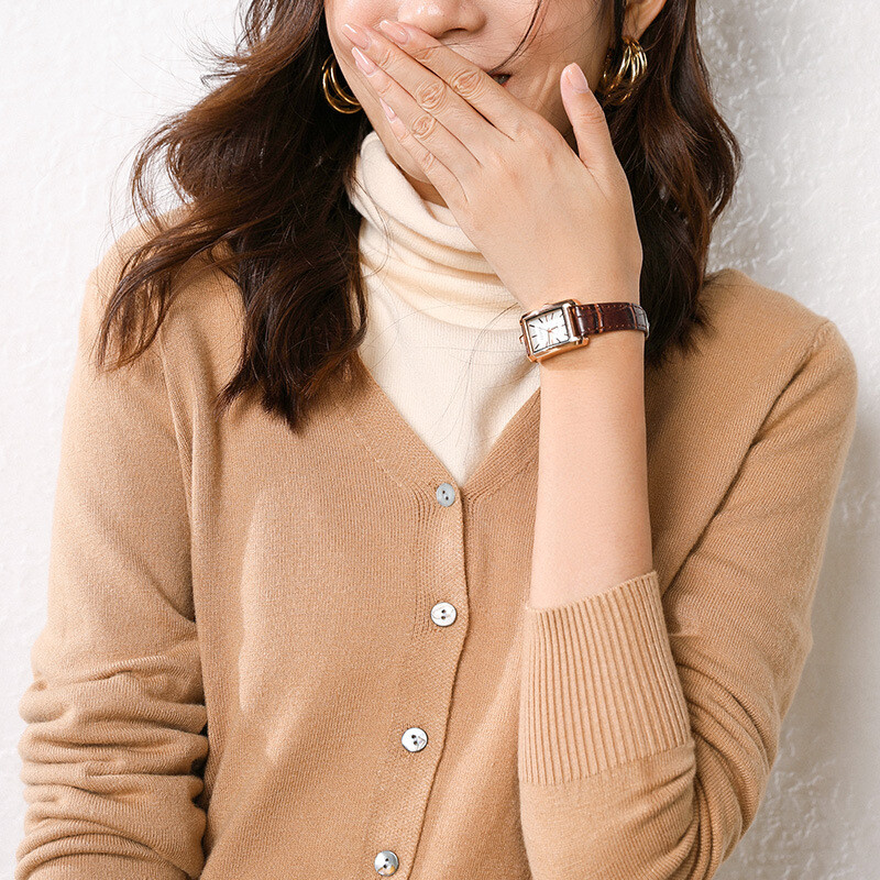 春温柔简约V领针织开衫女百搭纯色外套长袖毛衣短款宽松外搭上衣