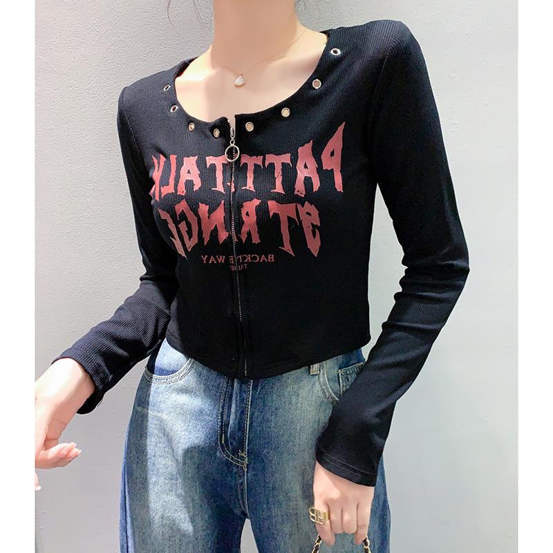 长袖休闲风网纱欧货实拍秋上字