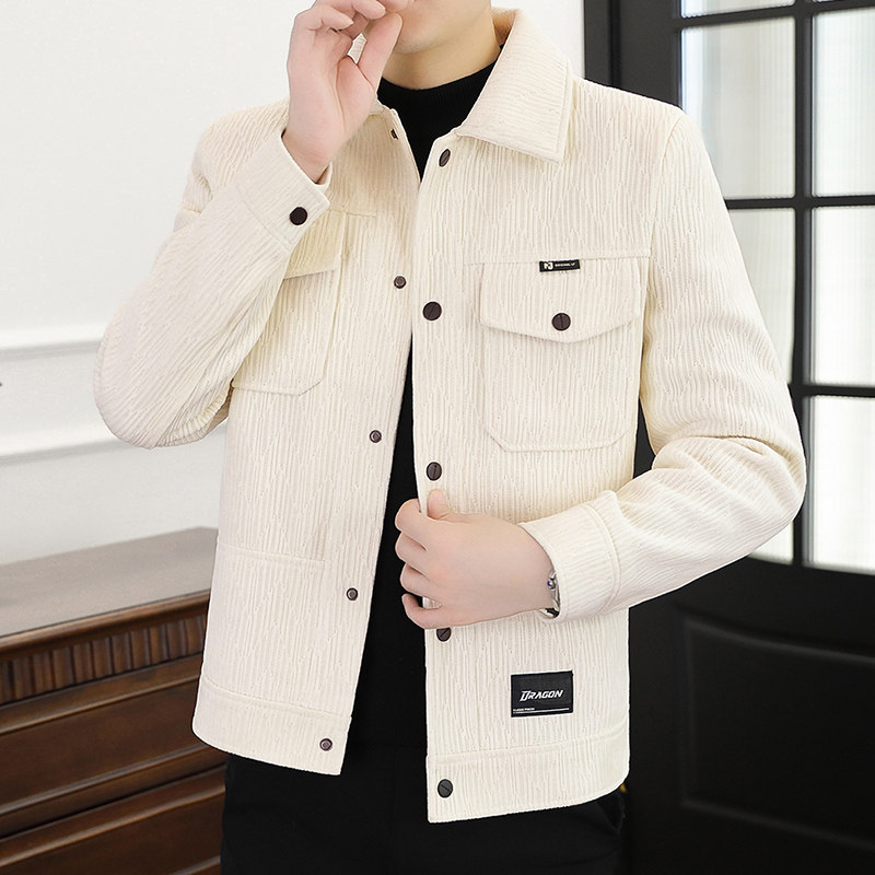 男士秋冬季夹克韩版修身潮流时尚短款呢子外套青年帅气秋装上衣服