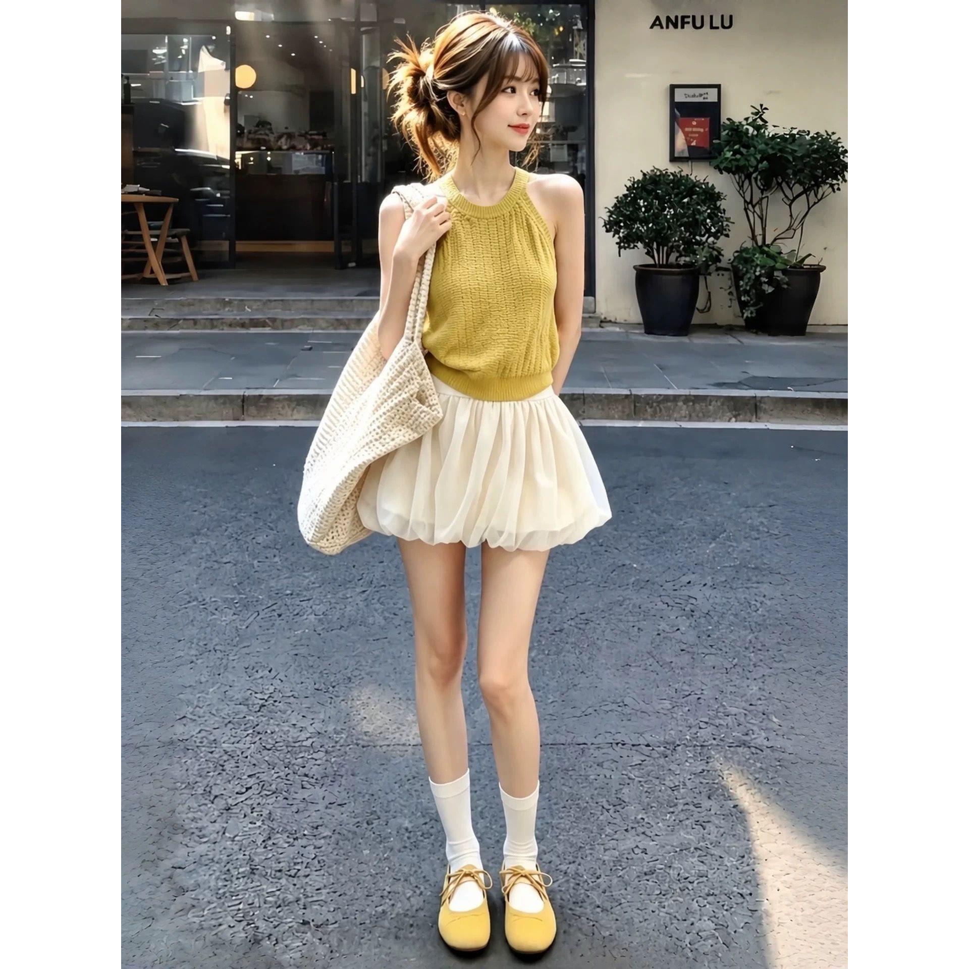 小个子独特漂亮套装女夏季2026新款上衣花苞短裙子绝美韩系两件套