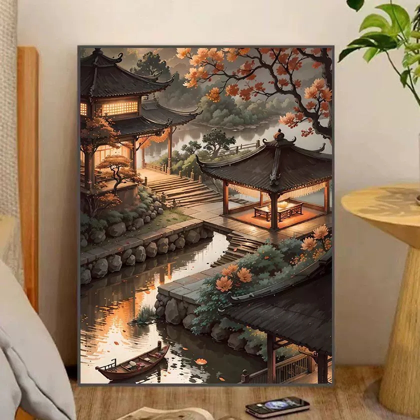 超级好看古风建筑治愈系钻石画