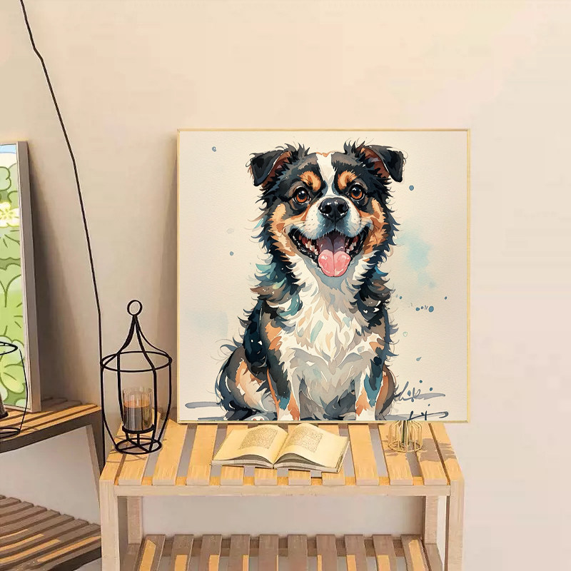 可爱的小狗十字绣2025新款满钻DIY手工钻石贴画带相框客厅装饰画