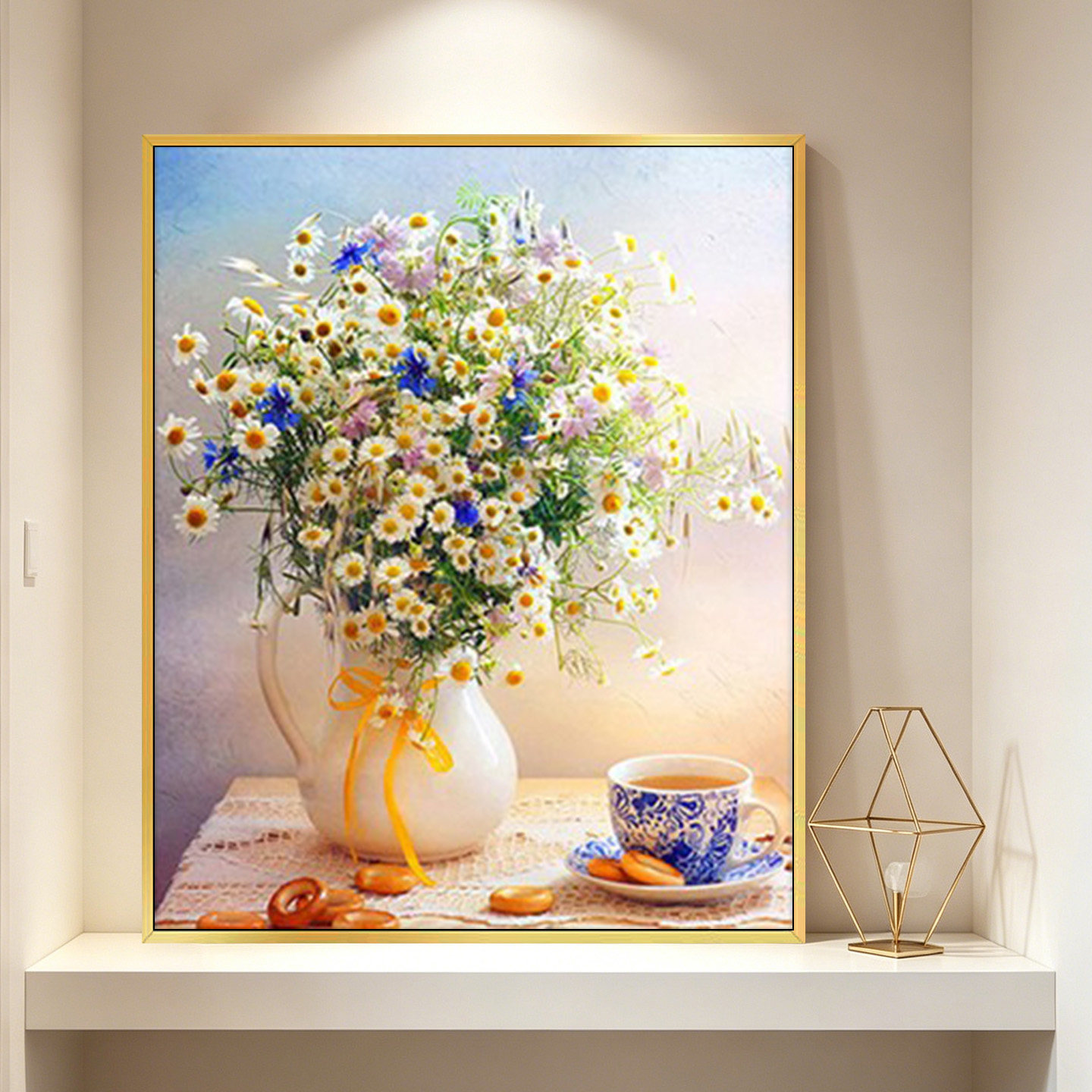清新小菊花5d钻石画2026新款客厅餐厅花卉装饰画diy手工贴画带框