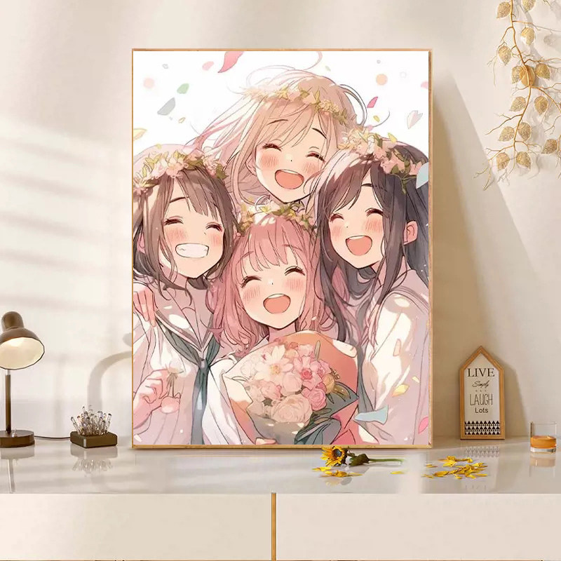 四个可爱的女孩钻石画2025新款5d满钻手工diy贴钻带相框装饰画,居家布艺,钻石绣,淘宝优惠券,粉丝福利购,淘宝优惠卷