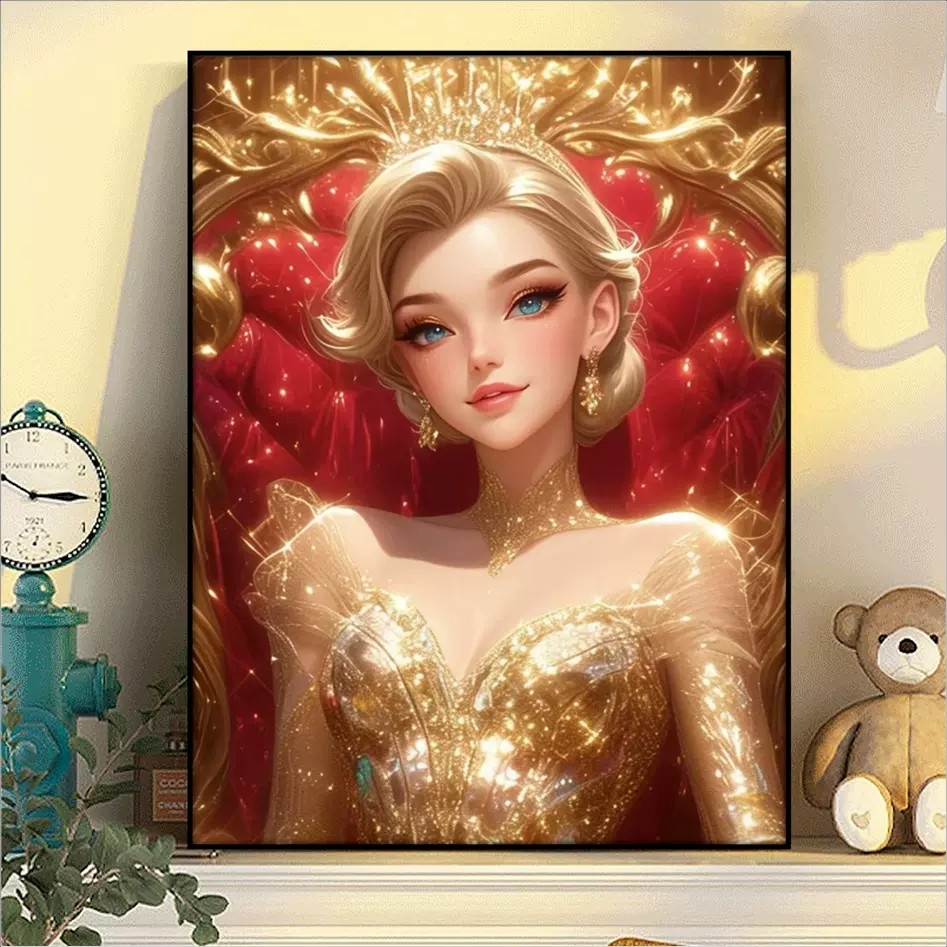 女王红色宝座砖石画2025新款满钻手工diy贴钻带相框装饰画,居家布艺,钻石绣,淘宝优惠券,粉丝福利购,淘宝优惠卷