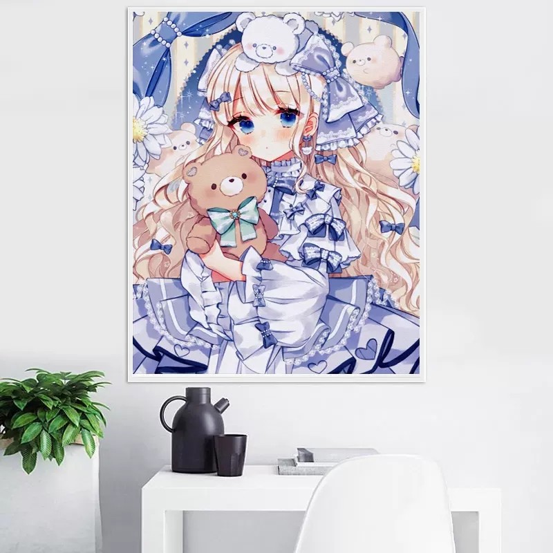 可爱卡通小女孩钻石画2025新款5d满钻少女手工贴钻带框卧室十字绣,居家布艺,钻石绣,淘宝优惠券,粉丝福利购,淘宝优惠卷