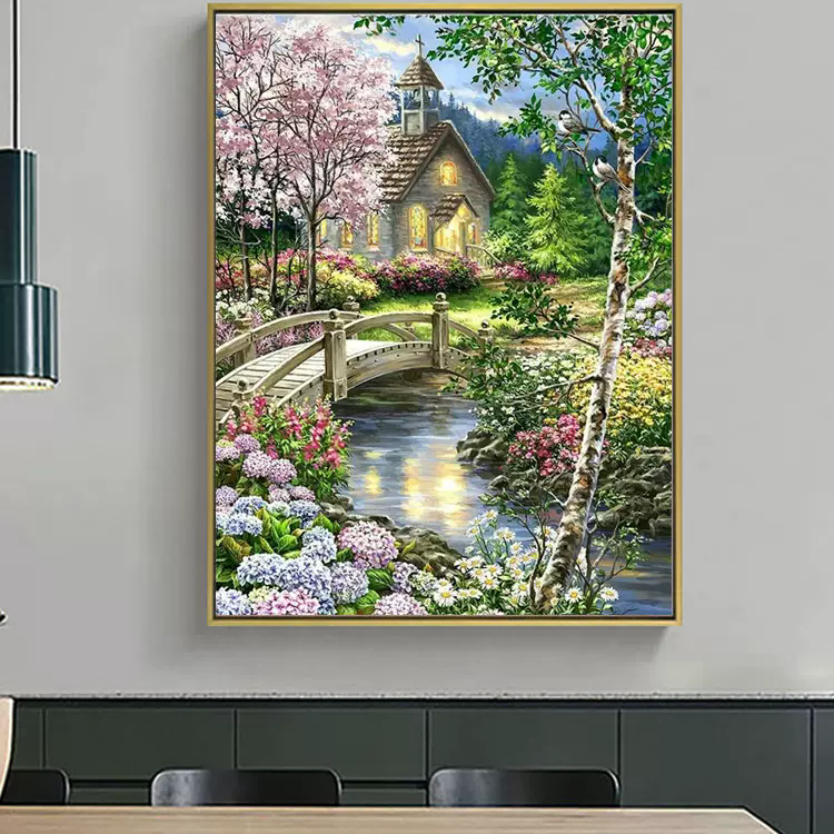 梦幻小屋十字绣2025新款满钻手工diy钻石贴带相框客厅装饰画