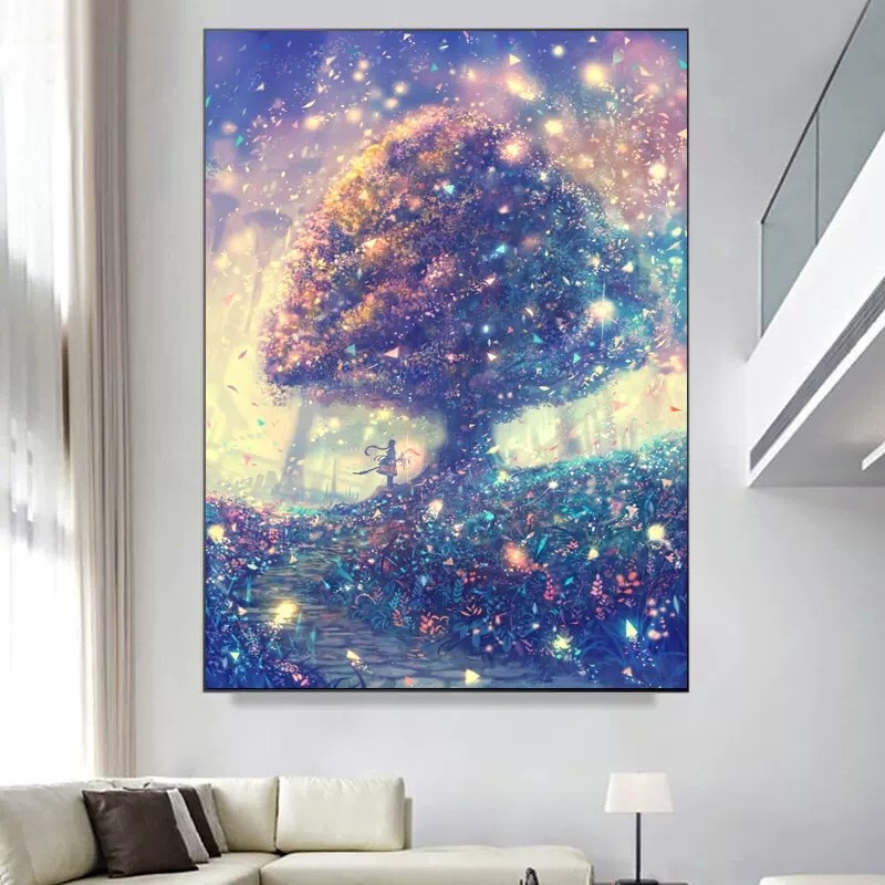 美丽树下小女孩钻石画2025新款满钻手工diy贴钻带相框客厅装饰画,居家布艺,钻石绣,淘宝优惠券,粉丝福利购,淘宝优惠卷