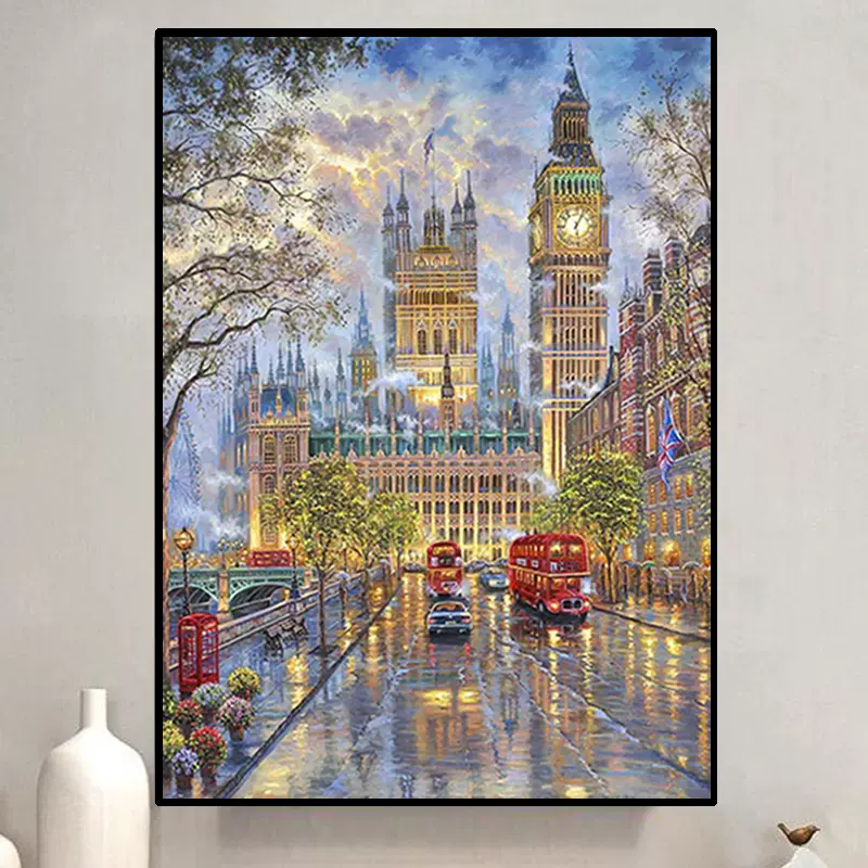 欧式大本钟十字绣2025新款5d满钻手工贴钻带相框玄关装饰画,居家布艺,钻石绣,淘宝优惠券,粉丝福利购,淘宝优惠卷
