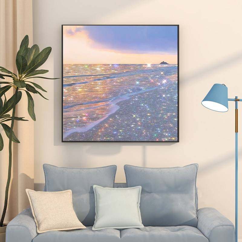 美丽海边风景钻石贴画2025新款5d满钻手工diy钻贴带框客厅装饰画,居家布艺,钻石绣,淘宝优惠券,粉丝福利购,淘宝优惠卷