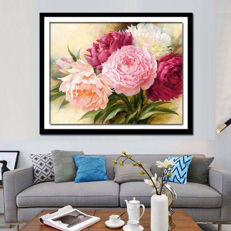 新款钻石画5d满钻油画牡丹国色天香客厅餐厅卧室装饰画贴钻十字绣,居家布艺,钻石绣,淘宝优惠券,粉丝福利购,淘宝优惠卷