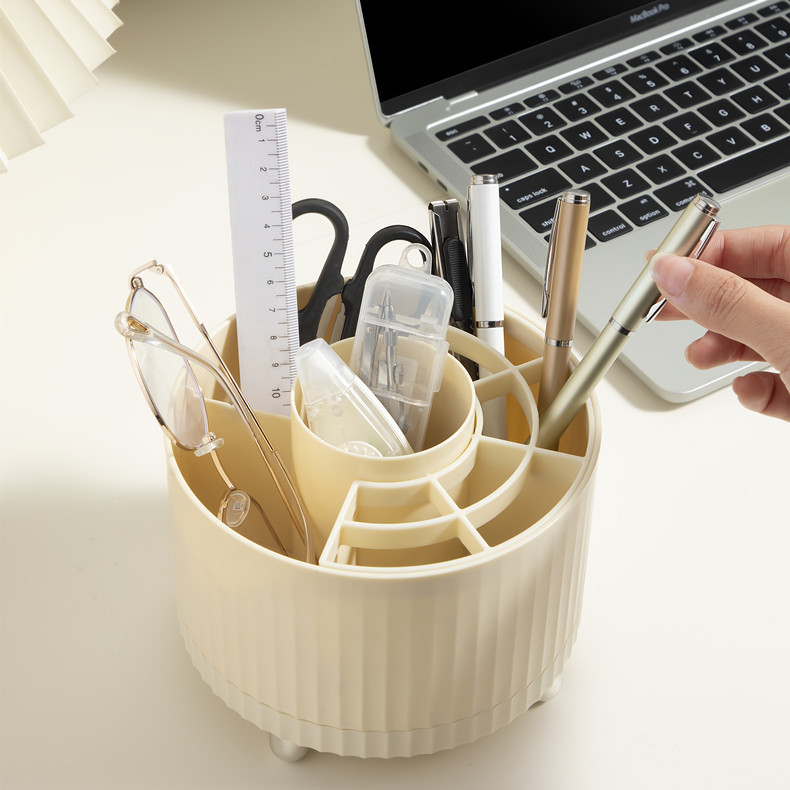 化妆品收纳盒旋转化妆刷收纳筒整理梳妆台桌面笔筒口红眼影置物架