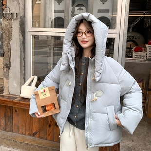 瞌睡兔华夫格可拆卸帽短款棉服女冬三防加厚小个子棉衣外套