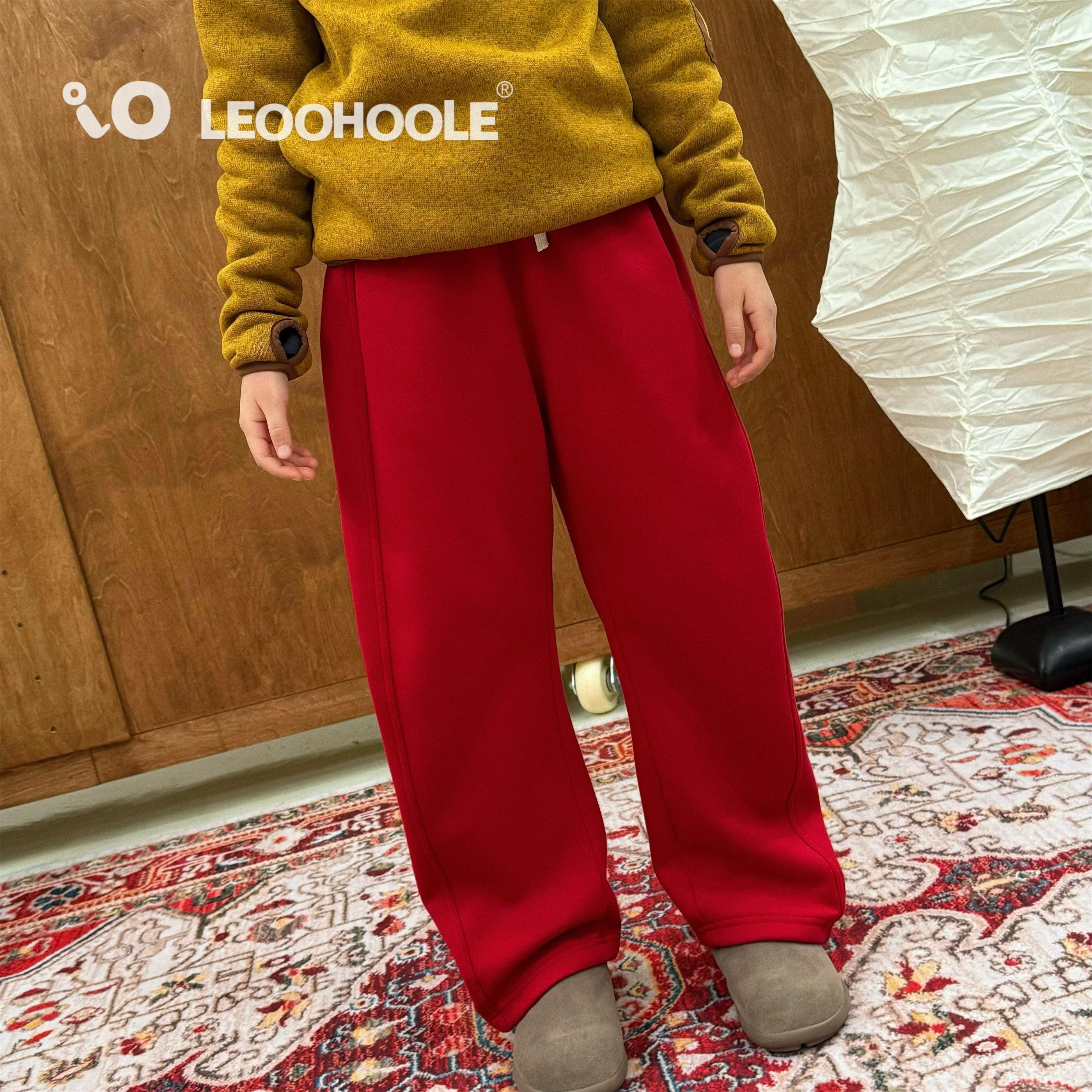 LEOOHOOLE|哦哦乐远红外发热防螨抗静电一体绒新年红运动裤弯刀裤,童装/婴儿装/亲子装,裤子,淘宝优惠券,粉丝福利购,淘宝优惠卷