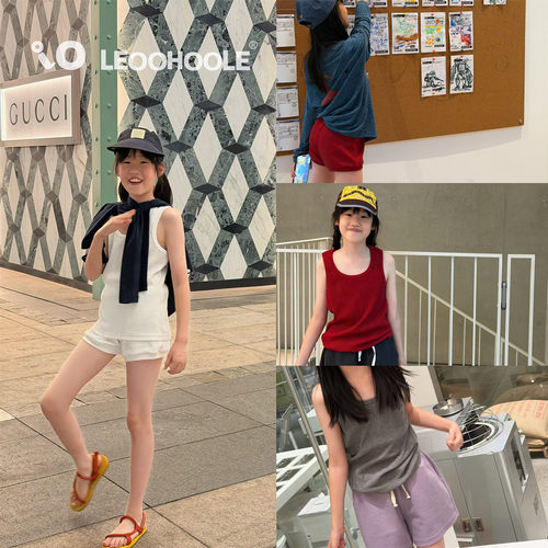 LEOOHOOLE | 哦哦乐 基础纯色坑条雪花棉背心+短裤套装