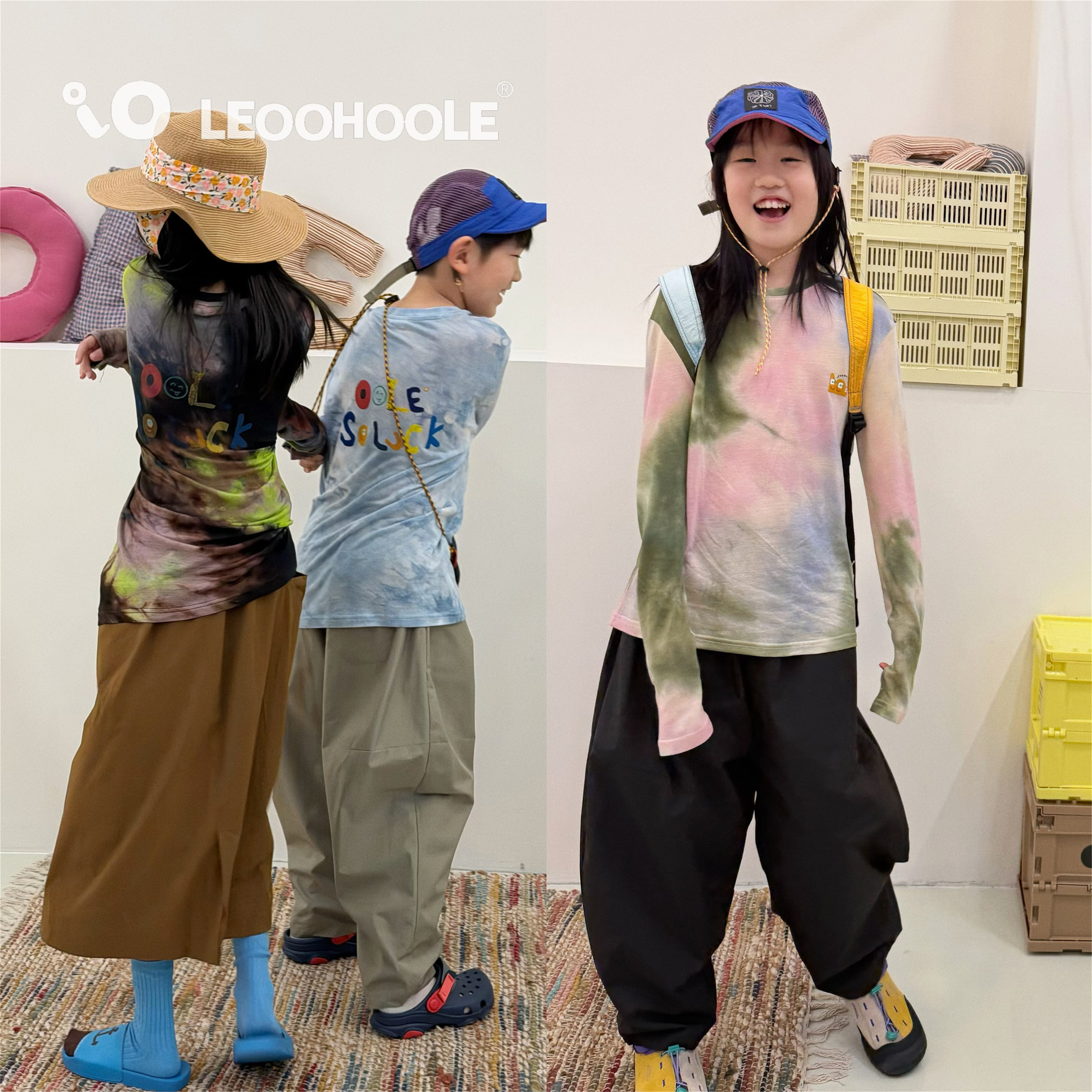 LEOOHOOLE | 哦哦乐 四季恒温天丝美丽诺羊毛扎染印花T恤打底衫图片