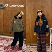 LEOOHOOLE 哦哦乐 贴布绣复古翻领格子杜邦棉25冬儿童外套棉服