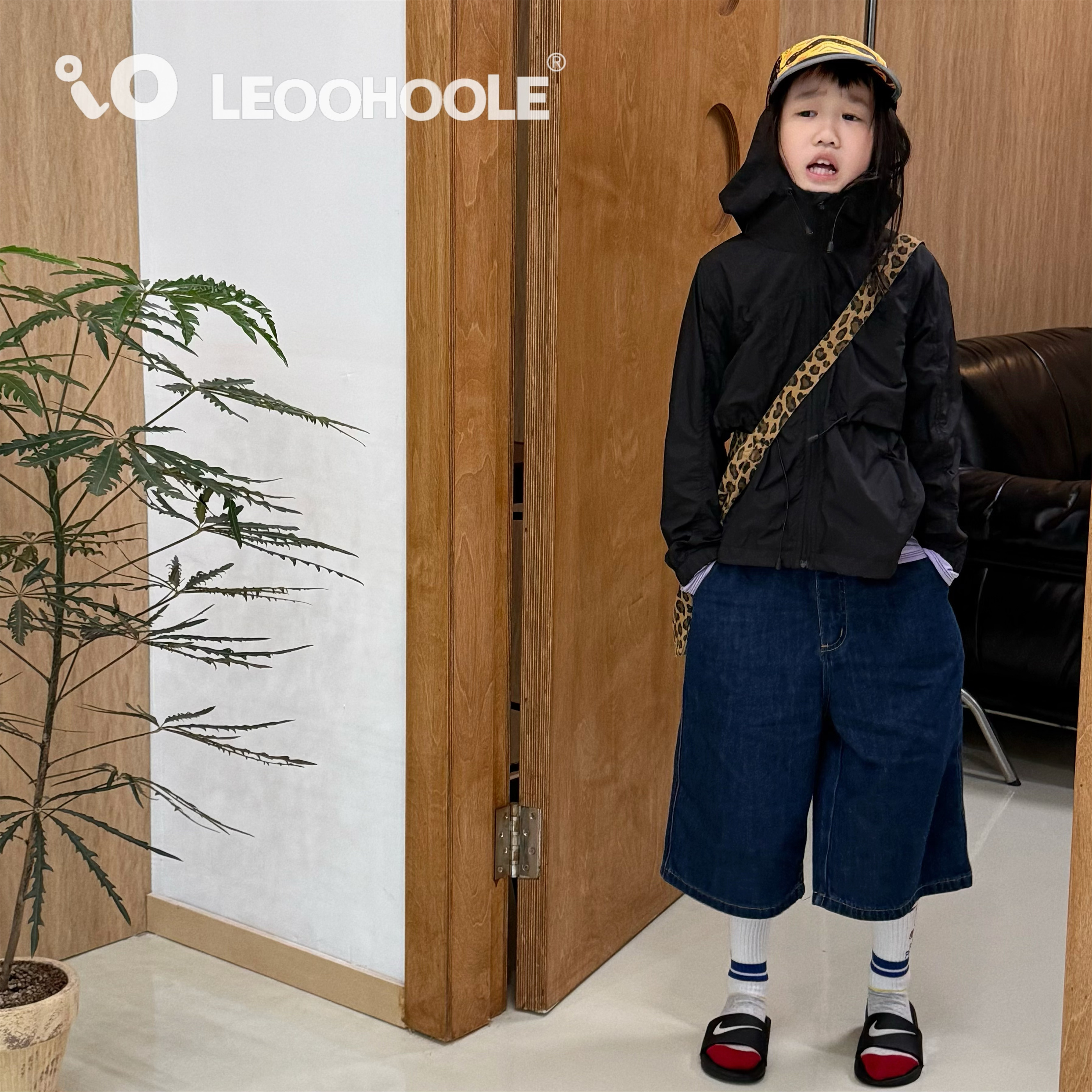 LEOOHOOLE | 哦哦乐 UPF50+轻薄细方格四防黑酷连帽防晒外套亲子