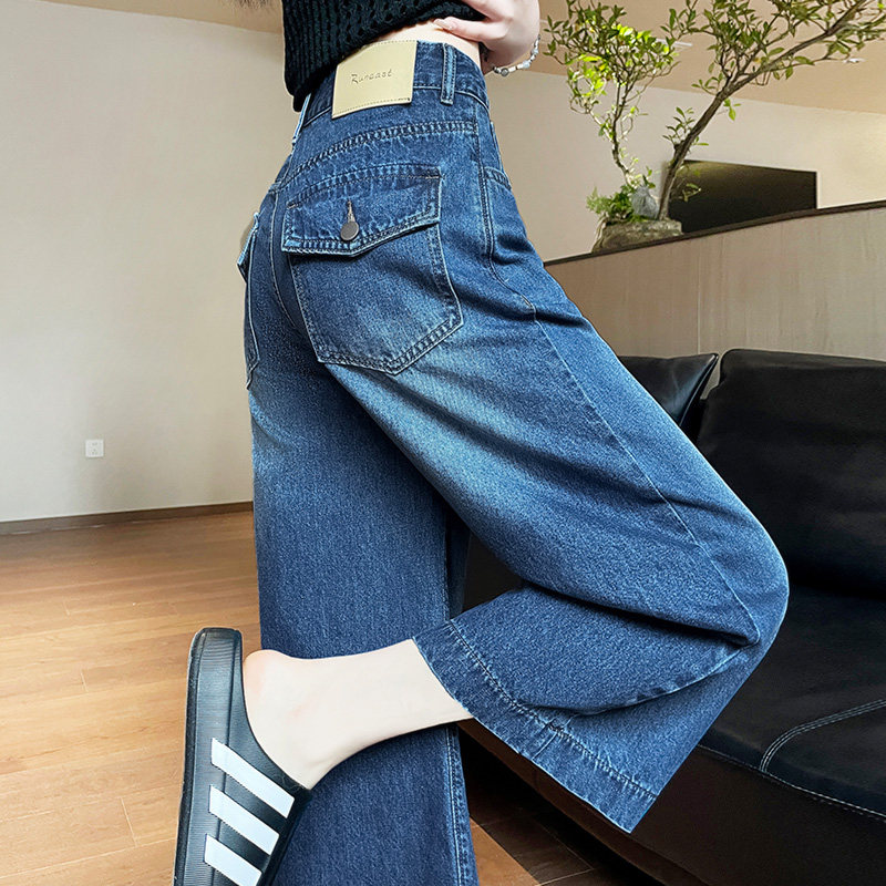 八分直筒阔腿牛仔裤女小个子穿搭图片