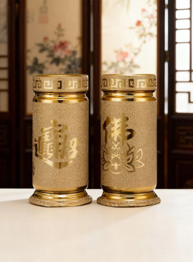 招财进宝金沙陶瓷插香佛堂口寺庙竹签香财神香桶莲花放香装线香筒