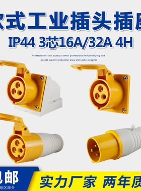 4H外贸产品110v专用工业插头3芯16A插头连接器公母对接防爆插头座