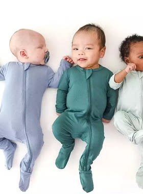 竹纤维婴儿爬爬服宝宝连体衣春秋