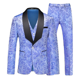 主推男士大码西服三件套镂空修身时尚一粒扣外贸跨境919紫色p240，男装西服，星座1616