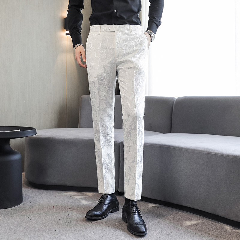 主推男士工作服大码修身西裤婚礼时尚外贸跨境U8660白色p80图片