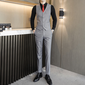 长期主推款男士大码马甲两件套10个色外贸跨境MJ711灰色p100图片