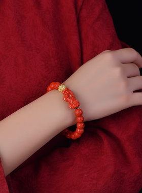 朱砂貔貅手链单圈手串九毫米左右2025年蛇流行饰品