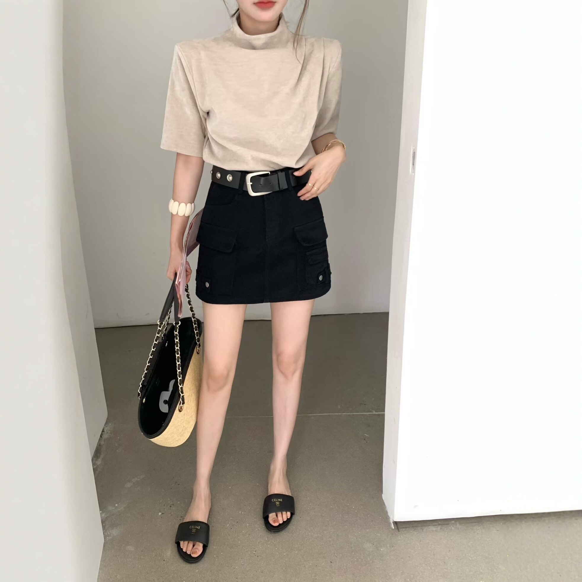 美式复古浅蓝色牛仔半身裙女2026新款欧洲站高腰显瘦工装风a字裙