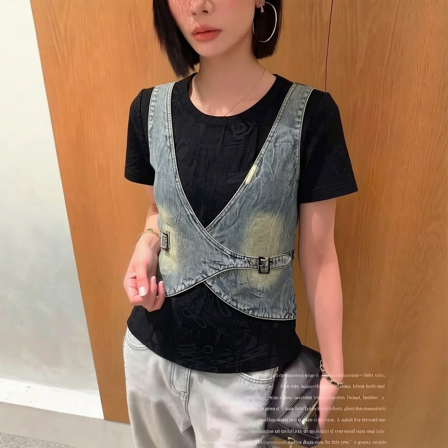设计感假两件短袖T恤女2026新款