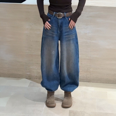 ZM.eeg高端加绒加厚牛仔裤女2025