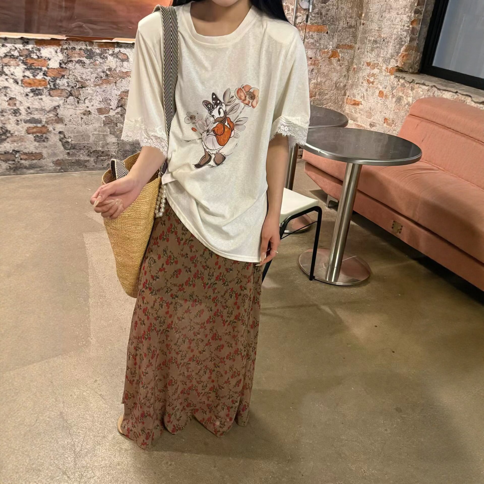 卡通鸭子印花短袖t恤女2026夏新