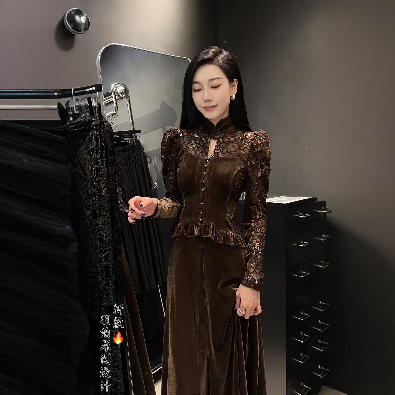 泡泡袖立领国风新中式衬衫女2025新款欧洲站早秋修身显瘦复古衬衣