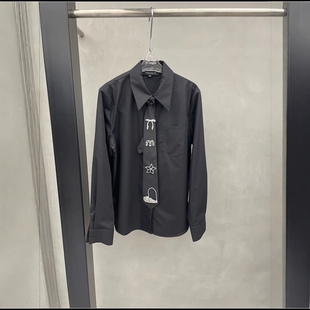 秋季 女2025新款 欧洲站宽松气质衬衣 配领带重工钉钻白衬衫 翻领长袖