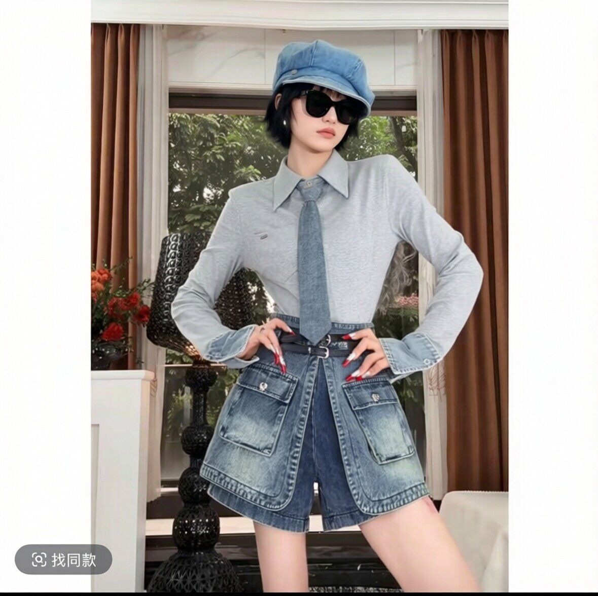 a字牛仔短裤女2026新款春季欧洲站设计感小众立体贴袋裙裤假两件