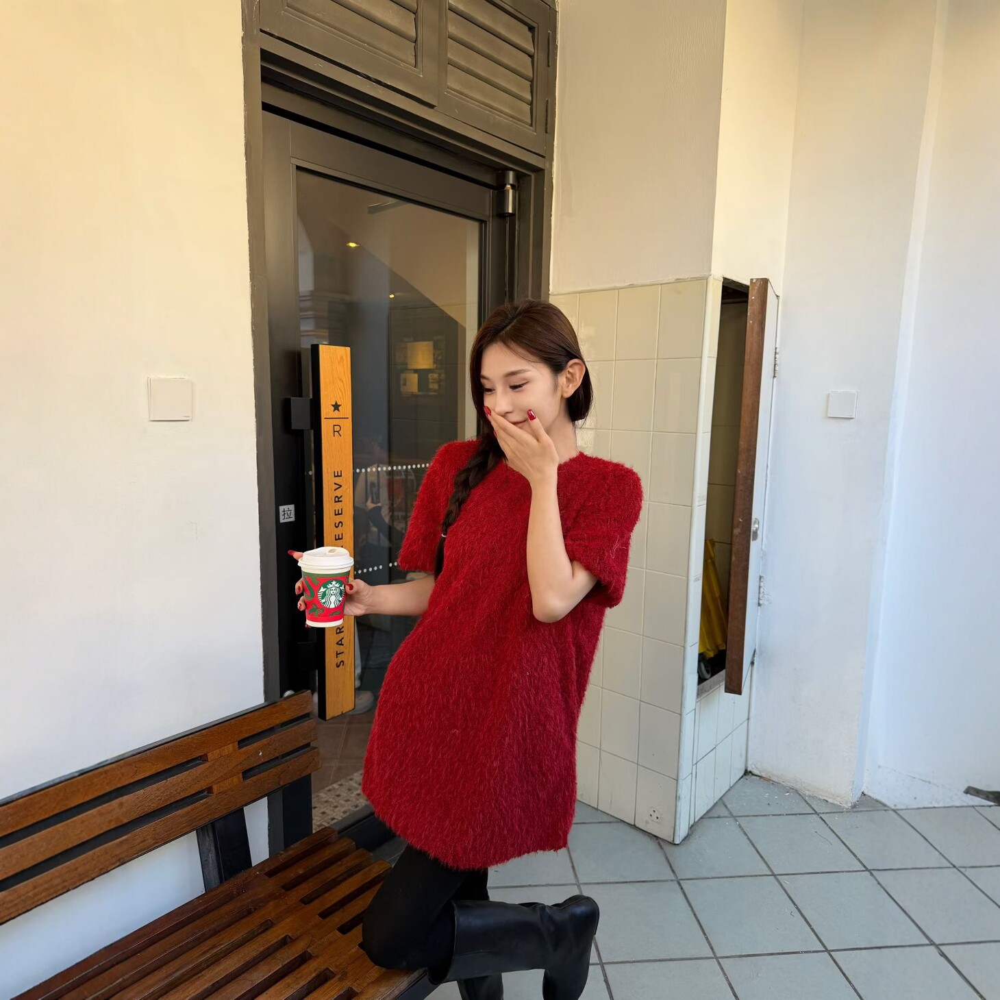 仿皮草毛茸茸圆领短袖t恤女2025