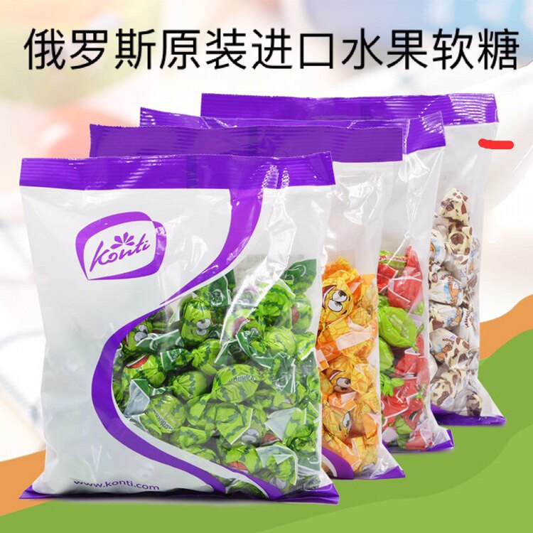 俄罗斯进口康吉西瓜味软糖 半球水果汁夹心软糖 果味喜糖年货包邮