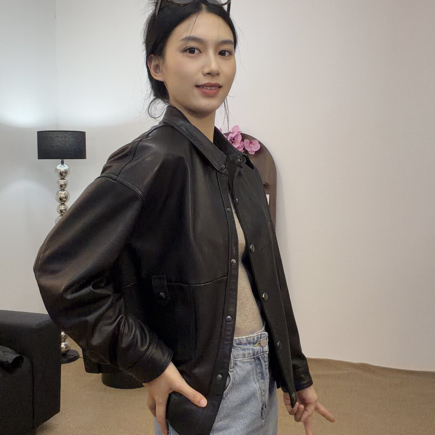 2026新款真皮皮衣外套女短款翻领保暖时尚百搭显瘦机车服皮夹克