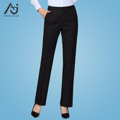 裤 直筒显瘦高腰商务西装 西裤 子工装 春秋 女黑色长裤 职业正装