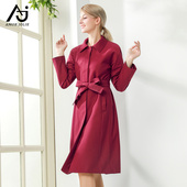 玫红风衣女中长款 百搭 流行上衣女士职业装 外套气质2025春季 新款
