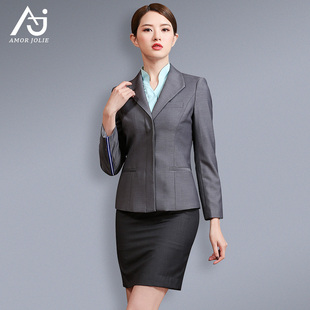 通勤套裙西裙灰色 商务套装 气质女经理职业装 OL制服讲师工作服西装
