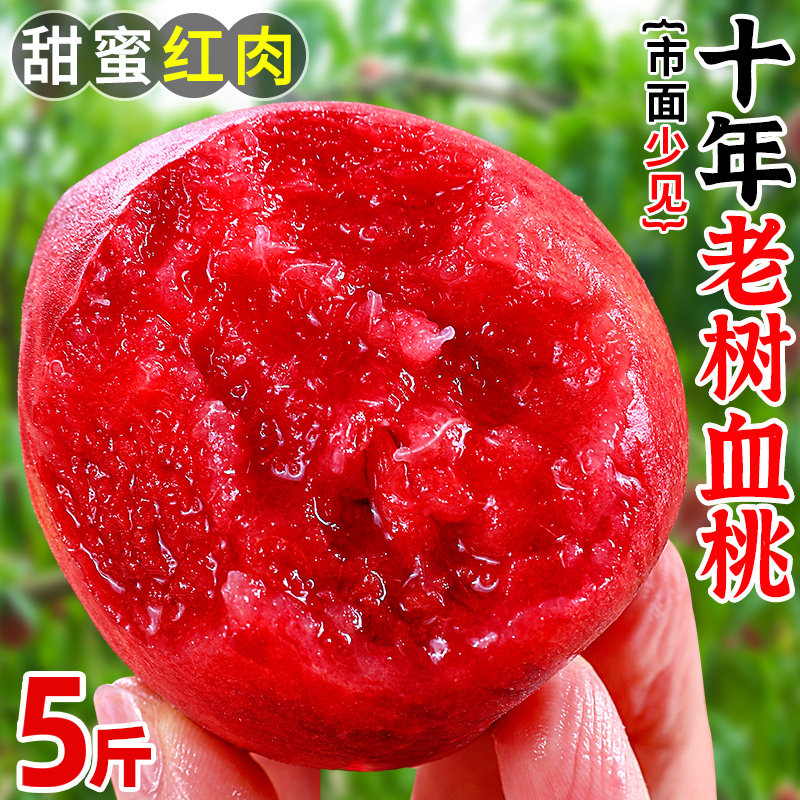 老树血桃5斤新鲜现摘水果血丝蜜桃大果桃子蜜脆甜应当季整箱包邮